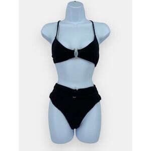 Revel Rey Black High waisted textured bikini‎